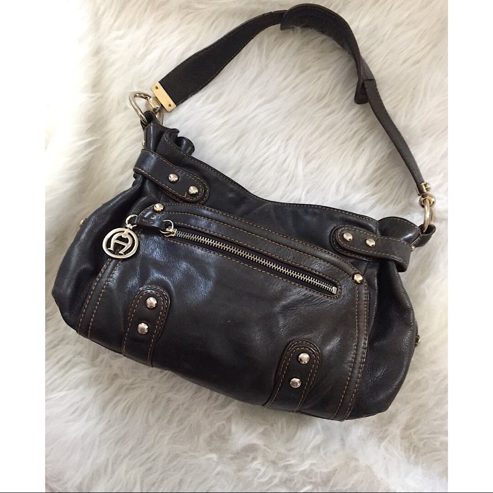EITIENNE AIGNER Purse Black Leather Shoulder Bag